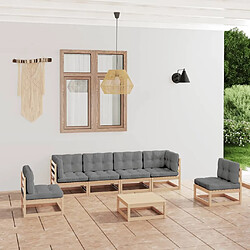 Maison Chic Salon de jardin 7 pcs + coussins - Mobilier/Meubles de jardin - Table et chaises d'extérieur Bois de pin massif -MN39466