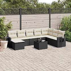 Maison Chic Ensemble Tables et chaises d'extérieur 9 pcs avec coussins,Salon de jardin noir résine tressée -GKD974577