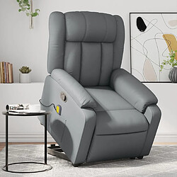 Maison Chic Fauteuil Relax pour salon, Fauteuil inclinable de massage Gris Similicuir -GKD70665