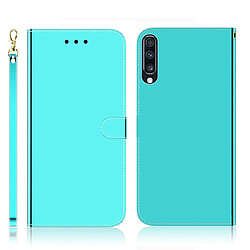 Wewoo Housse Coque Etui à rabat horizontal en surface imitation miroir pour Galaxy A70 avec fentes cartes et porte-cartes ainsi que portefeuille et lanière Vert menthe