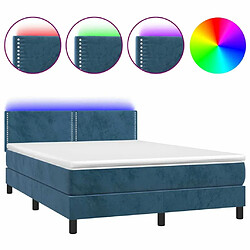 Sommier à lattes LED,Cadre à lattes de lit avec matelas pour Adulte Bleu foncé 140x200 cm -MN53059