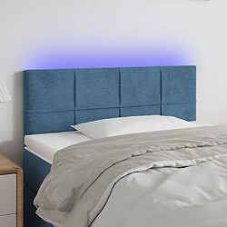 Maison Chic Tête de lit moderne à LED lumineuse pour chambre - Décoration de lit Bleu foncé 80x5x78/88 cm Velours -MN51105