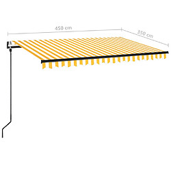 vidaXL Auvent rétractable automatique 450x350 cm Jaune et blanc pas cher