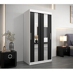 Abiks Meble Armoire Pole à portes coulissantes 200/100/62 2 portes (blanc/noir)