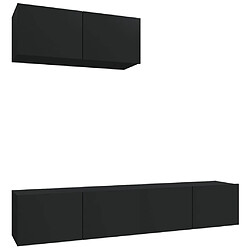 Maison Chic Ensemble de meubles TV 3 pcs | Banc TV Moderne pour salon | Meuble de Rangement - Noir Bois d'ingénierie -MN53212