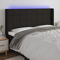 Maison Chic Tête de lit scandinave à LED,meuble de chambre Noir 163x16x118/128 cm Tissu -MN82729