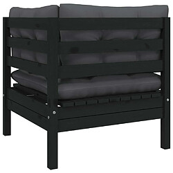 Maison Chic Salon de jardin 3 pcs + coussins - Mobilier/Meubles de jardin - Table et chaises d'extérieur Noir Bois de pin massif -MN42009 pas cher