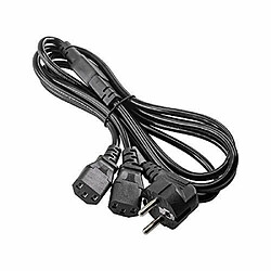 Akyga AK PC de pédales Câble d'alimentation Séparateur Y Forme, 1,8 m, 2 x C13 pour PC, Imprimante, écrans Noir