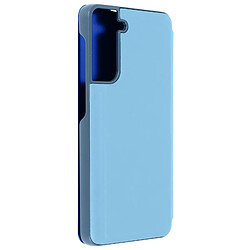 Avizar Housse Samsung Galaxy S21 Clapet translucide Design Miroir Support Vidéo Bleu