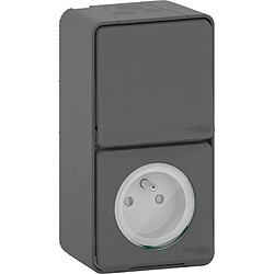 prise 2 p+t + va et vient - gris - saillie - schneider electric mur36025