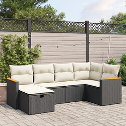 vidaXL Salon de jardin 6 pcs avec coussins noir résine tressée