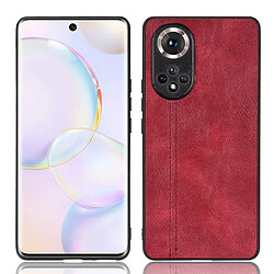 Coque en TPU + PU léger, style rétro rouge pour votre Honor 50