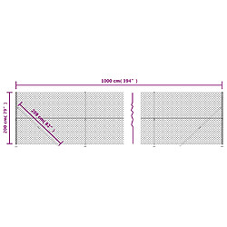 vidaXL Clôture en mailles de chaîne avec bride argenté 2x10 m pas cher