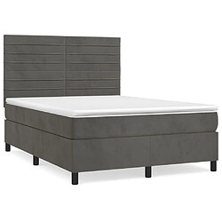 Maison Chic Lit Adulte - Lit simple Lit à sommier tapissier et matelas moelleux - Meuble de Chambre - Gris foncé 140x190cm Velours -MN78526