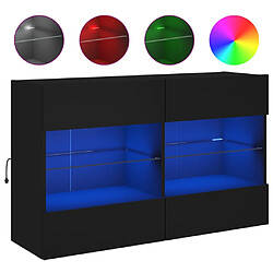 vidaXL Meuble TV mural avec lumières LED noir 98,5x30x60,5 cm