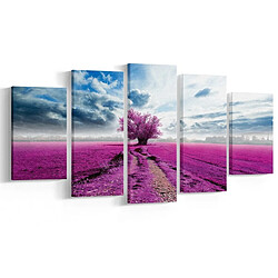 HOMEMANIA Tableau De Wall - 5 pièces - Nature et paysages - par salon, pièce - Multicouleur en Polyester, Bois, 100 x 2 x 60 cm