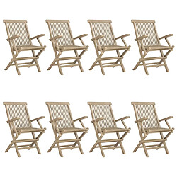 Maison Chic Lot de 8 Chaises de jardin,Fauteuil d'extérieur pliantes gris 56x61x89 cm bois de teck -MN41182