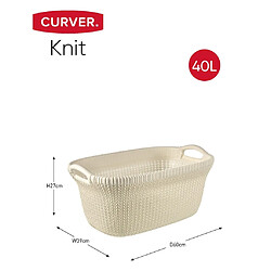 Curver Panier à linge Knit 40 L Blanc crème