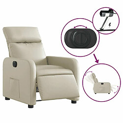 Maison Chic Fauteuil Relax pour salon, Fauteuil inclinable électrique Crème Similicuir -GKD27709 pas cher