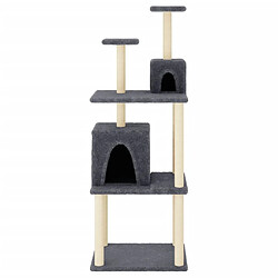 Helloshop26 Arbre à chat meuble tour grimper jouet grattage grattoir escalade plateforme avec griffoirs en sisal foncé 167 cm gris 02_0022680