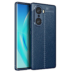 Coque en TPU antichoc, souple, texture litchi, anti-empreintes digitales bleu pour votre Honor 60