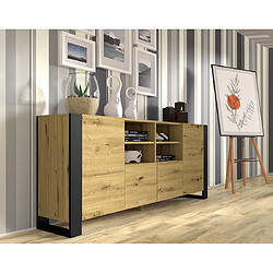 Avis Bestmobilier Pedro - buffet bas - bois et noir - 188 cm