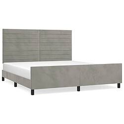 Maison Chic Lit adulte - Cadre Structure de lit avec tête de lit Contemporain Gris clair 160x200 cm Velours -MN86778