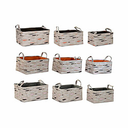 Set de basket DKD Home Decor Marron Gris Orange 40 x 30 x 20 cm (3 Pièces)