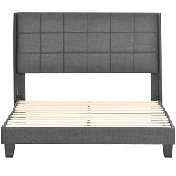 KOMHTOM Lit double 140x200 cm avec matelas souple, tête de lit Confortable, revêtement en Tissu capitonné Gris