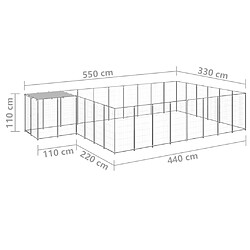 vidaXL Chenil Argenté 15,73 m² Acier pas cher