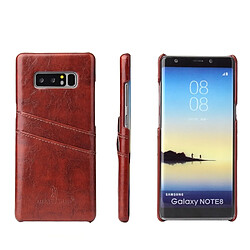 Wewoo Etui en Cuir Fierre Shann Retro Oil en Cuir PU pour Galaxy Note 8, avec emplacements pour cartes (Marron)