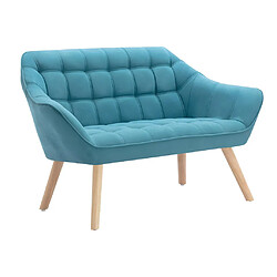 Avis Vente-Unique Canapé 2 places et fauteuil en tissu bleu CASERTA