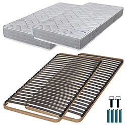 Ebac Matelas mousse + Sommier métal C224 2x80x190 Maryland - Hauteur 20 cm - Soutien ferme