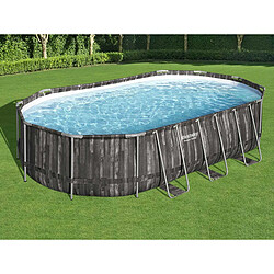 Acheter Bestway Piscine tubulaire ovale power steel 6.10 x 3.66 x h.1.22 m - décor bois