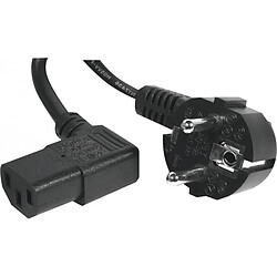 Abi Diffusion Cordon d'alimentation PC CEE7 / C13 coudé noir - 1,8 m 