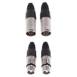 4 Pièces Connecteur 4 Broches / 4p XLR Connecteur Mâle + Connecteur de Microphone Audio Femelle