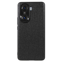 Coque en TPU + cuir véritable texture litchi noir pour Honor 60 Pro