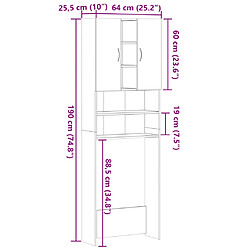 vidaXL Meuble pour machine à laver Sonoma gris 64x25,5x190 cm pas cher