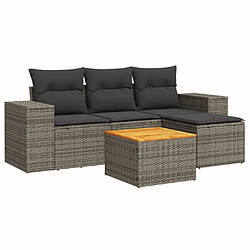 vidaXL Salon de jardin 5 pcs avec coussins gris résine tressée