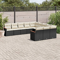 Maison Chic Salon de jardin 11 pcs avec coussins, Ensemble Tables et chaises d'extérieur noir résine tressée -GKD647391