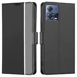 Etui en PU texture sergé, anti-rayures, magnétique avec support et porte-cartes pour votre Motorola Moto S30 Pro 5G - noir