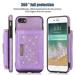 Etui en PU décor strass, fonction blocage RFID avec béquille et bandoulière pour votre iPhone 7/8 4.7 pouces/SE (2020)/SE (2022) - violet