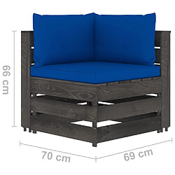 vidaXL Salon de jardin 9 pcs avec coussins Bois imprégné de gris pas cher