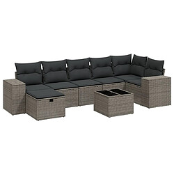 vidaXL Salon de jardin 8 pcs avec coussins gris clair résine tressée