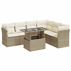 vidaXL Salon de jardin avec coussins 7 pcs beige résine tressée