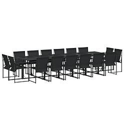 vidaXL Ensemble à manger de jardin 17 pcs noir textilène