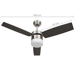 vidaXL Ventilateur de plafond lampe et télécommande 108cm Marron foncé pas cher