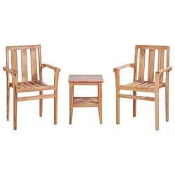 Maison Chic Table de bistro et chaises d'extérieur 3 pcs,Ensemble de bistro de jardin pour relax Teck solide -GKD434525