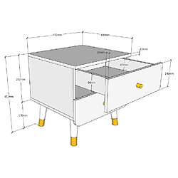 Mes Chevet 2 tiroirs 43x40x45 cm blanc - GAMAY