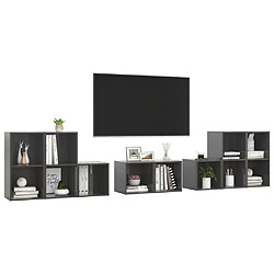 Avis Maison Chic Ensemble de meubles TV 8 pcs pour salon - Gris brillant Aggloméré -MN32811